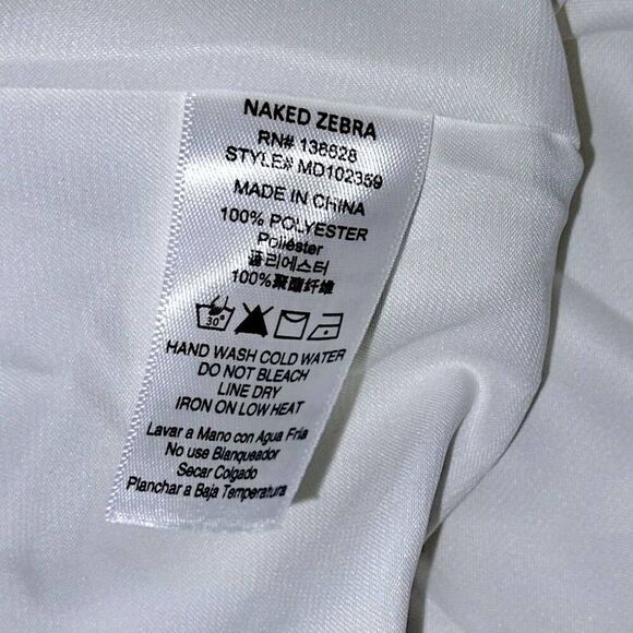Naked Zebra Womens Dress Sz M Mini White‎ Racer Back Buttons Beachy Coastal - Picture 8 of 8